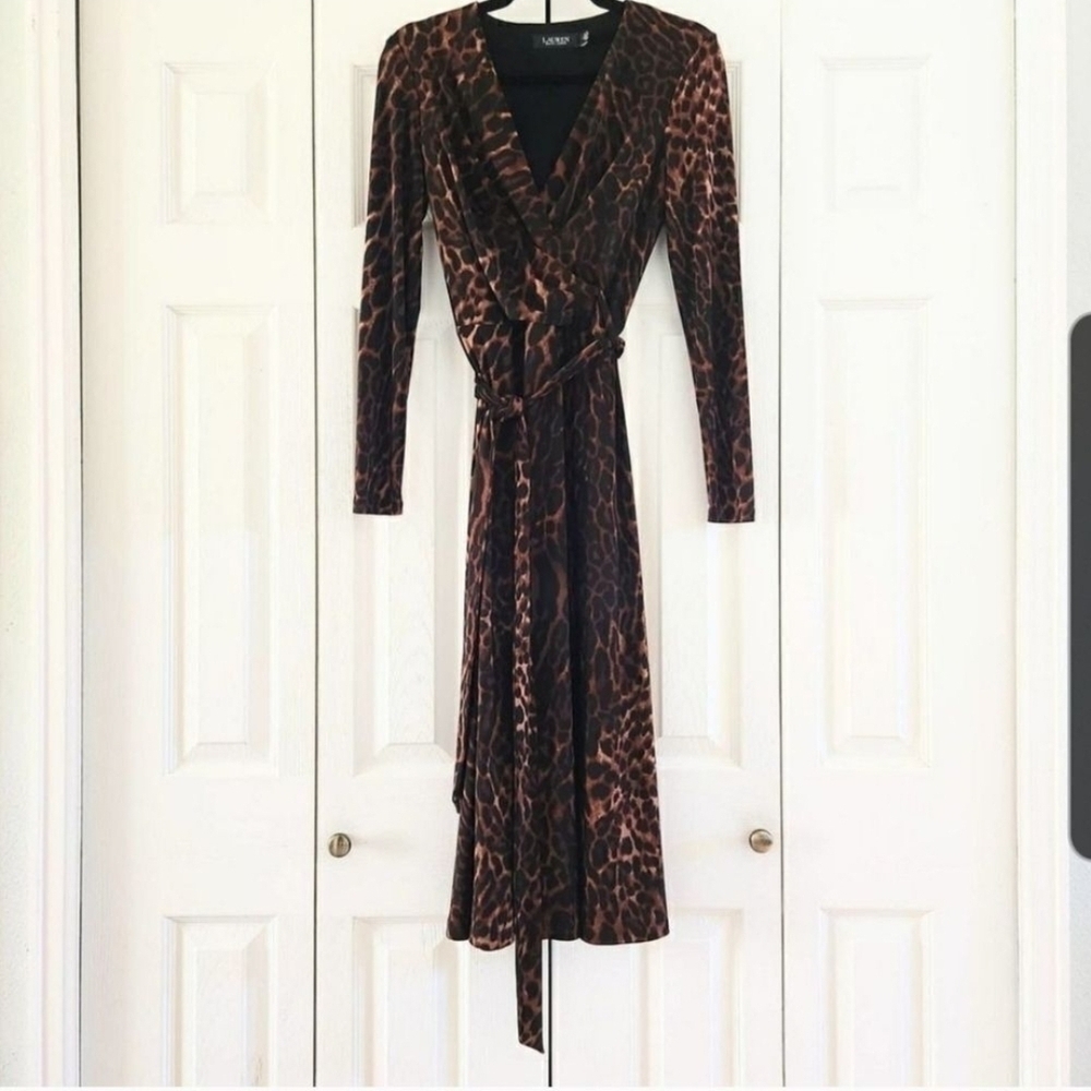 Lauren Black Label Women's Leopard Print Wrap Dress, US4
